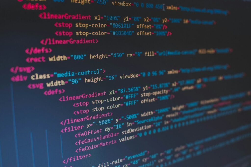 Close-up of programming code on a computer monitor