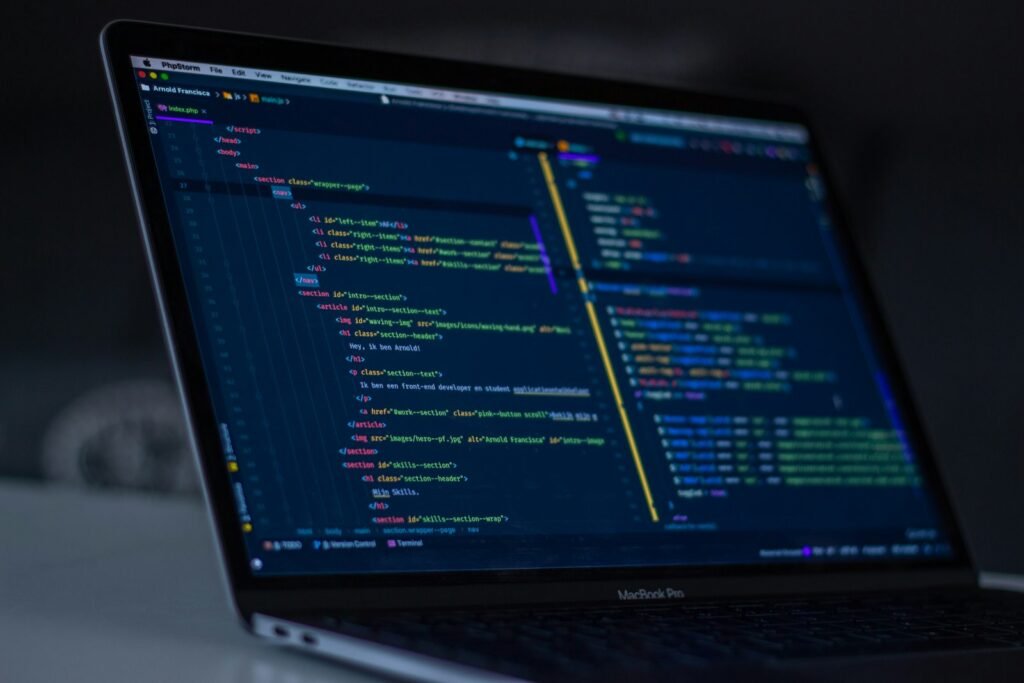 Code editor on a computer screen showing programming syntax