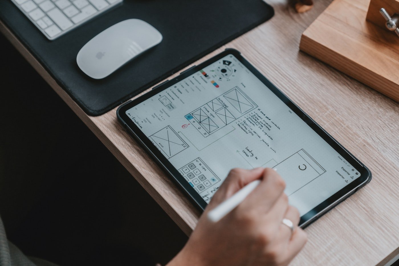 Designer reviewing UI prototype animation on a laptop for Figma Smart Animate